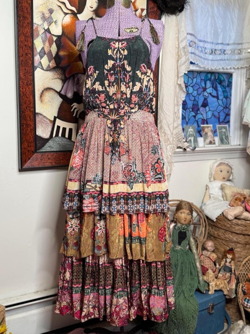 Tiered Floral Maxi Dress in Multicolor